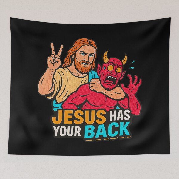 Item preview, Jesus Has Your Back meme Jesus Christ Bible Quote designed and sold by plushism.