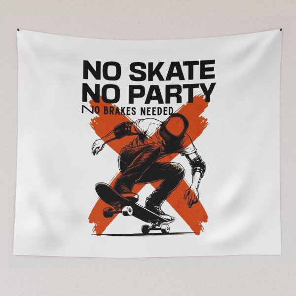 Item preview, No Skate No Party – Futuristic Skateboarder Streetwear Design designed and sold by Vicky021.