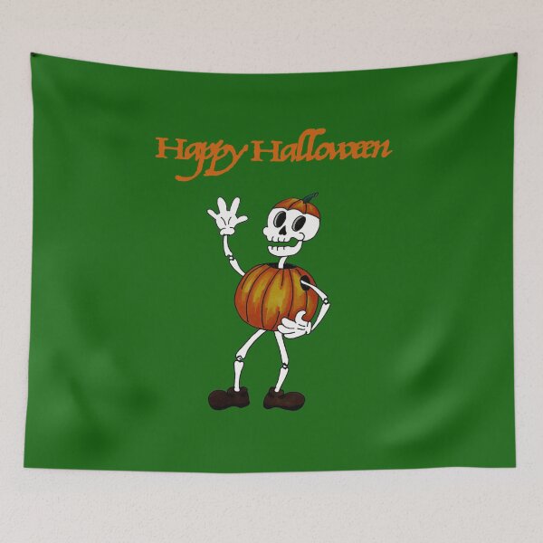 Item preview, Happy Halloween Skeleton Pumpkin  designed and sold by BHG Art & Designs.