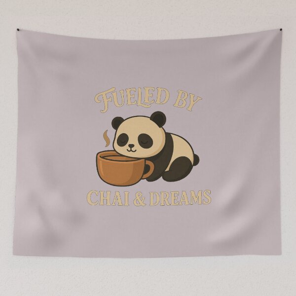 Item preview, Cute Panda T-Shirt | Fueled by Chai & Dreams | Cozy Tea Lover Graphic Tee | Kawaii Panda Illustration designed and sold by KDesignCrafts.