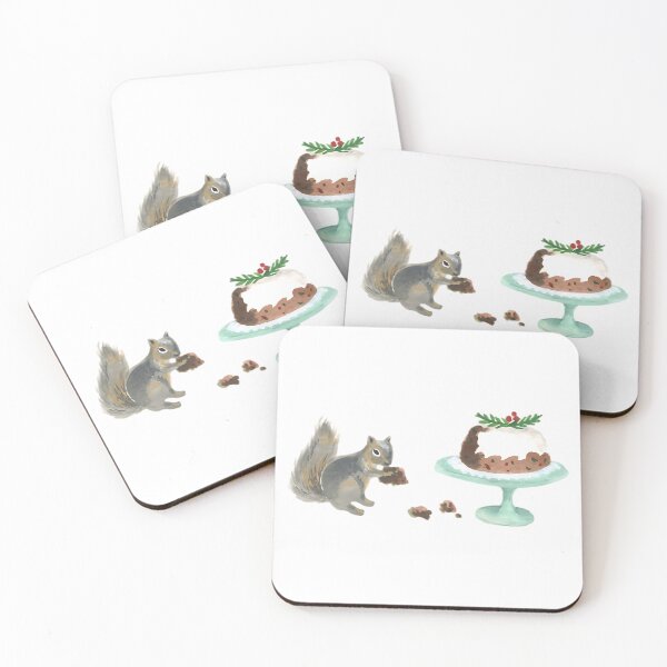 Item preview, Watercolor Squirrel & Christmas Cake designed and sold by emiliecsimpsons.