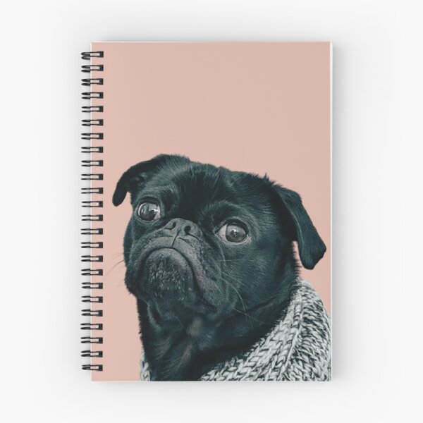 Item preview, Cute Black Pug with Gray Knitted Scarf – Cozy Winter Dog Illustration Gift for Pug Lovers designed and sold by MONINA-DESIGN.