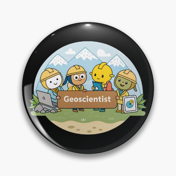 Item preview, Cartoon Geoscientists  – Fun Earth Science Design with Tools, Volcano, and Dinosaurs designed and sold by VividOrganica.