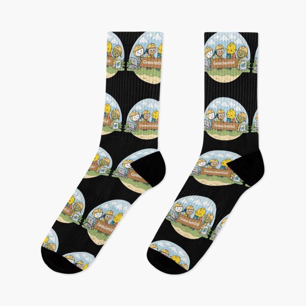 Item preview, Cartoon Geoscientists  – Fun Earth Science Design with Tools, Volcano, and Dinosaurs designed and sold by VividOrganica.
