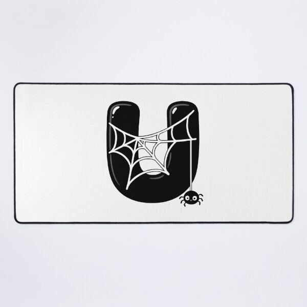Item preview, Halloween Letter U – Black Spider Web Kawaii Cartoon designed and sold by PrintCreations9.