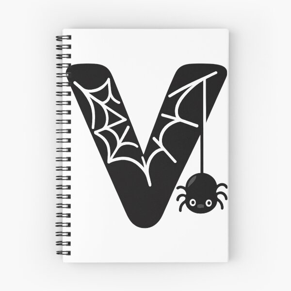 Item preview, Halloween Letter V – Black Spider Web Kawaii Cartoon designed and sold by PrintCreations9.