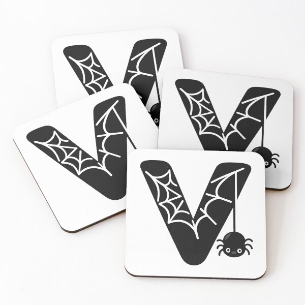 Item preview, Halloween Letter V – Black Spider Web Kawaii Cartoon designed and sold by PrintCreations9.