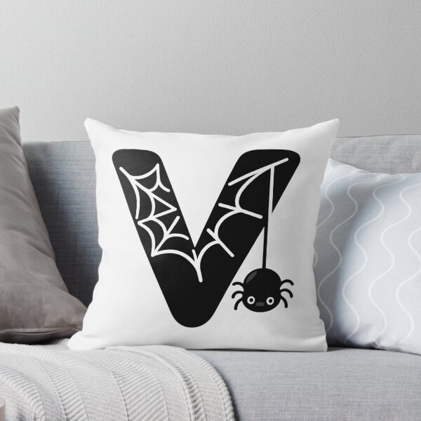 Item preview, Halloween Letter V – Black Spider Web Kawaii Cartoon designed and sold by PrintCreations9.