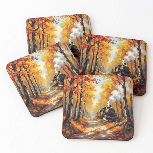 Item preview, Golden Autumn Steamride – Vintage train through a glowing forest full of magic, tranquility & retro vibes designed and sold by FotoworldEdel.