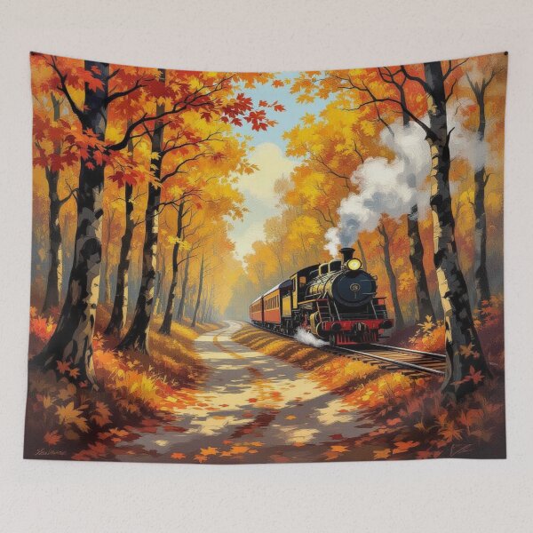 Item preview, Golden Autumn Steamride – Vintage train through a glowing forest full of magic, tranquility & retro vibes designed and sold by FotoworldEdel.
