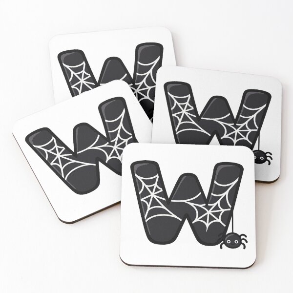 Item preview, Halloween Letter W – Black Spider Web Kawaii Cartoon designed and sold by PrintCreations9.