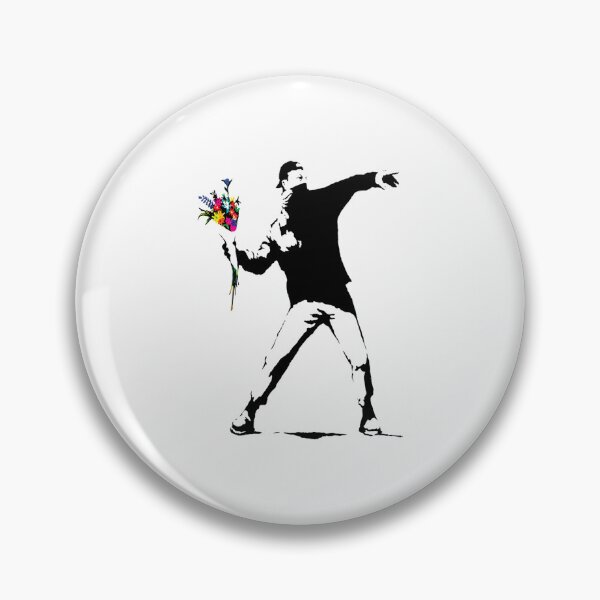 Item preview, Banksy Protester Throwing Flowers designed and sold by AmberJakubowski.