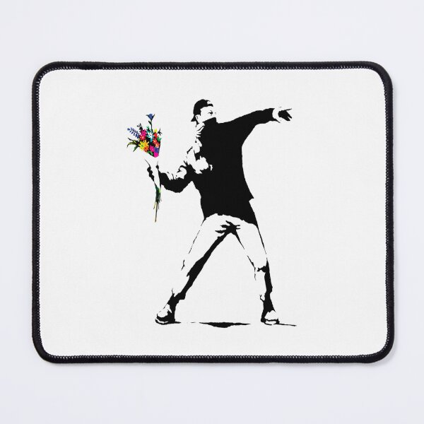 Item preview, Banksy Protester Throwing Flowers designed and sold by AmberJakubowski.