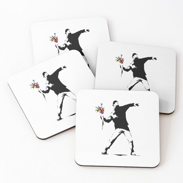 Item preview, Banksy Protester Throwing Flowers designed and sold by AmberJakubowski.