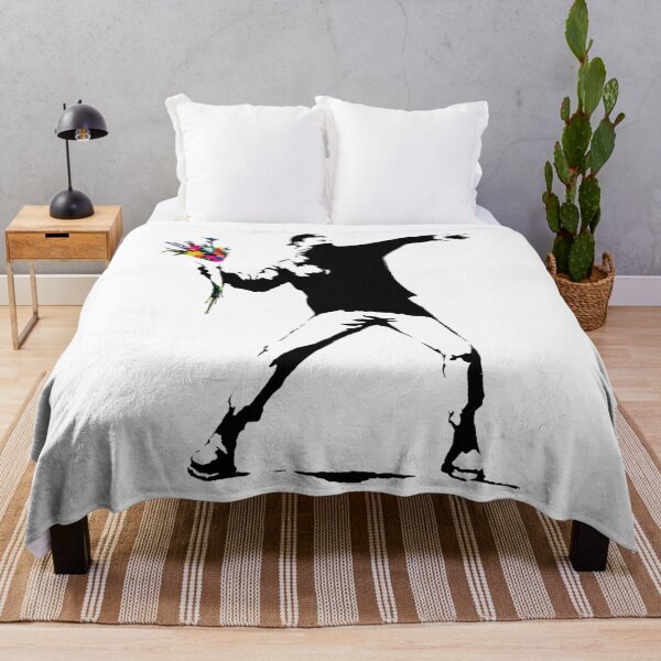 Item preview, Banksy Protester Throwing Flowers designed and sold by AmberJakubowski.