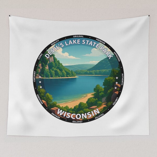 Item preview, Devil’s Lake State Park Wisconsin Travel Poster - Scenic Hiking & Nature Art USA designed and sold by inkNext.