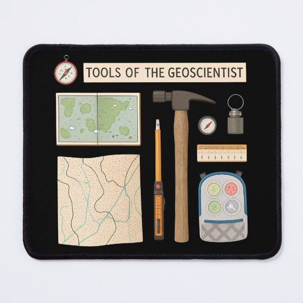 Item preview, Tools of the Geoscientist  – Geology Field Kit Hammer Compass Map Rock Samples designed and sold by VividOrganica.