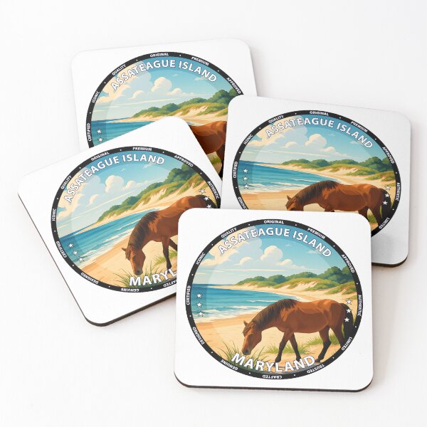 Item preview, Assateague Island Maryland Wild Horses - Vintage Travel Poster USA designed and sold by inkNext.