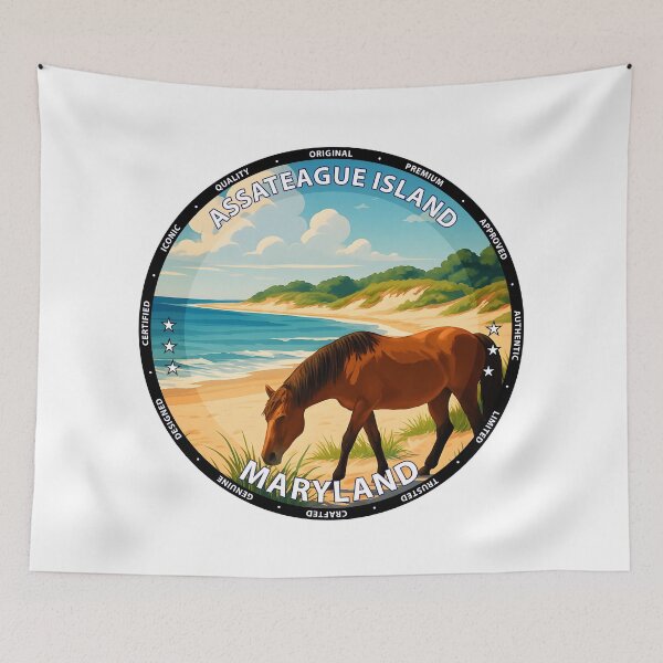 Item preview, Assateague Island Maryland Wild Horses - Vintage Travel Poster USA designed and sold by inkNext.