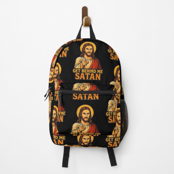 Item preview, Get Behind Me Satan meme Jesus Christ Bible Quote designed and sold by plushism.