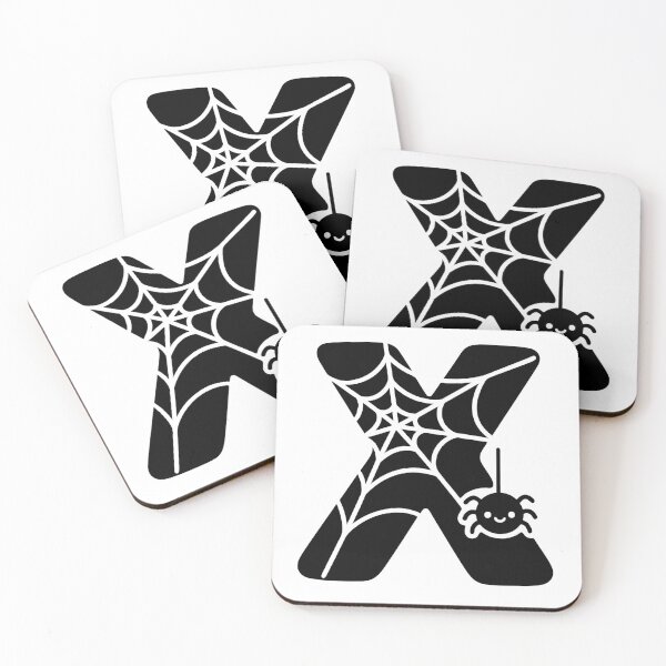 Item preview, Halloween Letter X – Black Spider Web Kawaii Cartoon designed and sold by PrintCreations9.