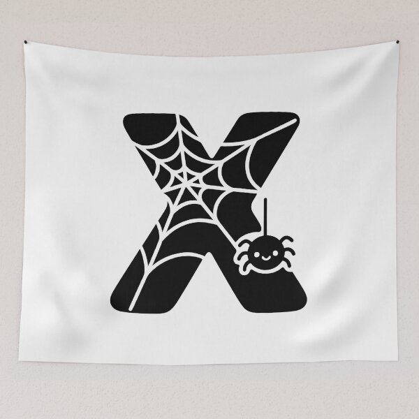 Item preview, Halloween Letter X – Black Spider Web Kawaii Cartoon designed and sold by PrintCreations9.