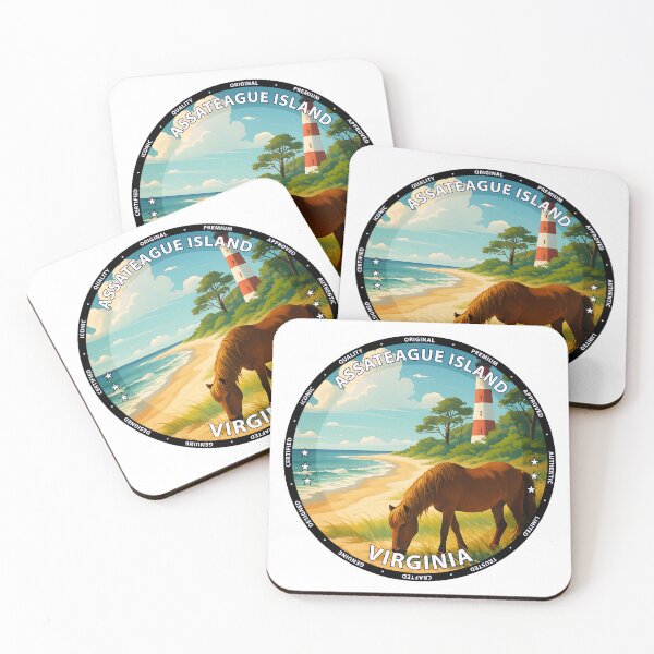 Item preview, Assateague Island Virginia Wild Horses - Vintage Travel Poster USA designed and sold by inkNext.