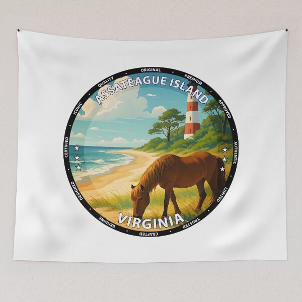 Item preview, Assateague Island Virginia Wild Horses - Vintage Travel Poster USA designed and sold by inkNext.