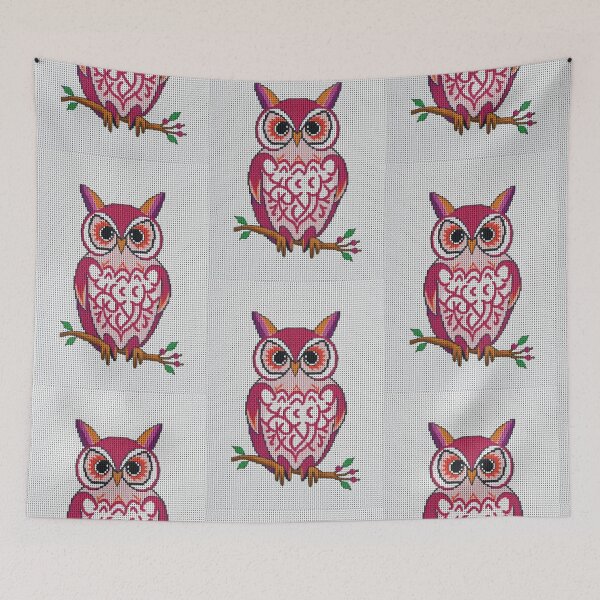 Item preview, Owl Cross Stitch Design – Vibrant Needlepoint Inspired Pattern designed and sold by MiraLumeStudio.