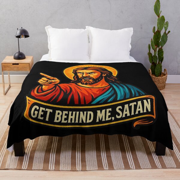 Item preview, Get Behind Me Satan meme Jesus Christ Bible Quote designed and sold by plushism.