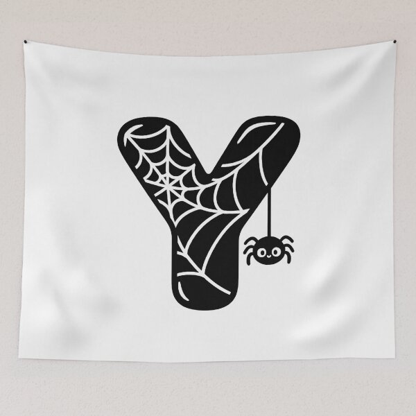 Item preview, Halloween Letter Y – Black Spider Web Kawaii Cartoon designed and sold by PrintCreations9.