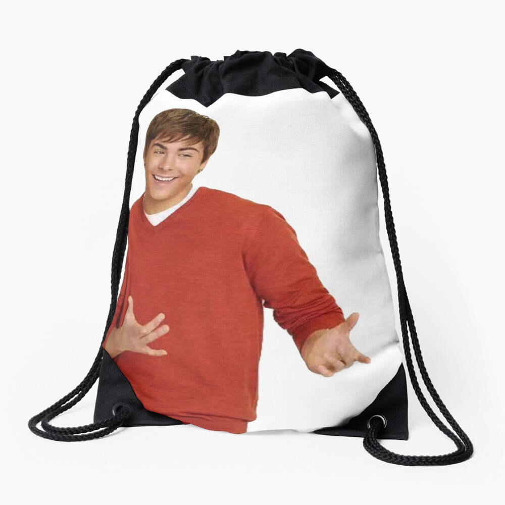 zac efron - troy bolton shrug meme - 3 Drawstring Bag