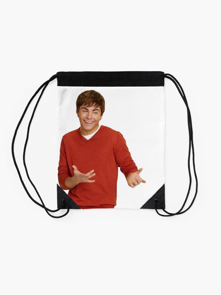 Alternate view of zac efron - troy bolton shrug meme - 3 Drawstring Bag