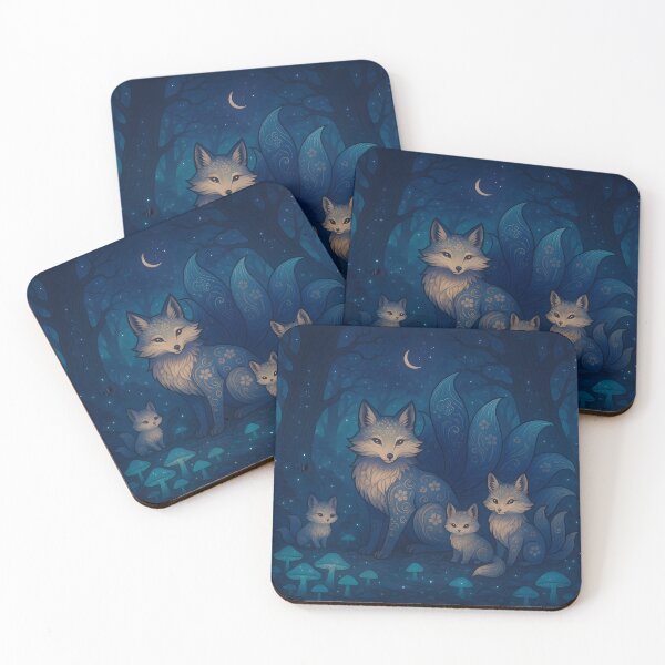 Item preview, Enchanted Forest Kitsune — Bioluminescent Twilight Fox Family designed and sold by VoidBloom Studio.