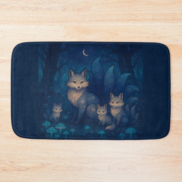 Item preview, Enchanted Forest Kitsune — Bioluminescent Twilight Fox Family designed and sold by VoidBloom Studio.