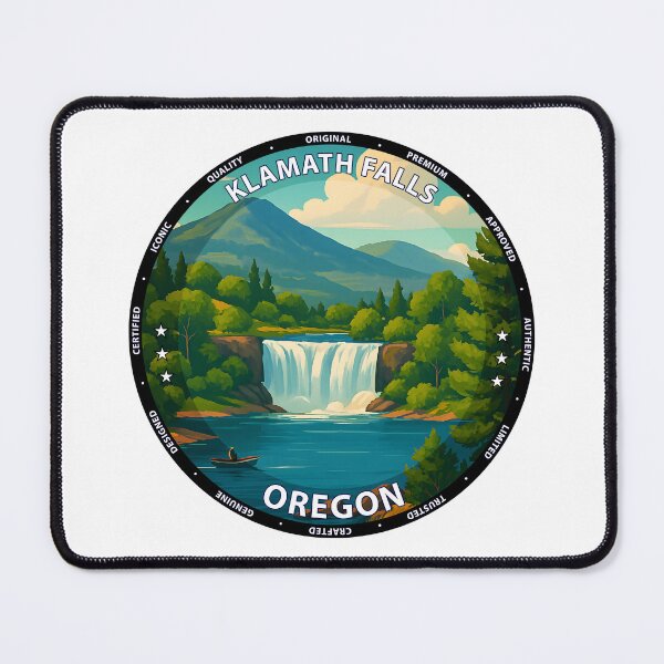 Item preview, Klamath Falls Oregon Travel Poster - Scenic Nature Art of Crater Lake & Pine Forest USA designed and sold by inkNext.