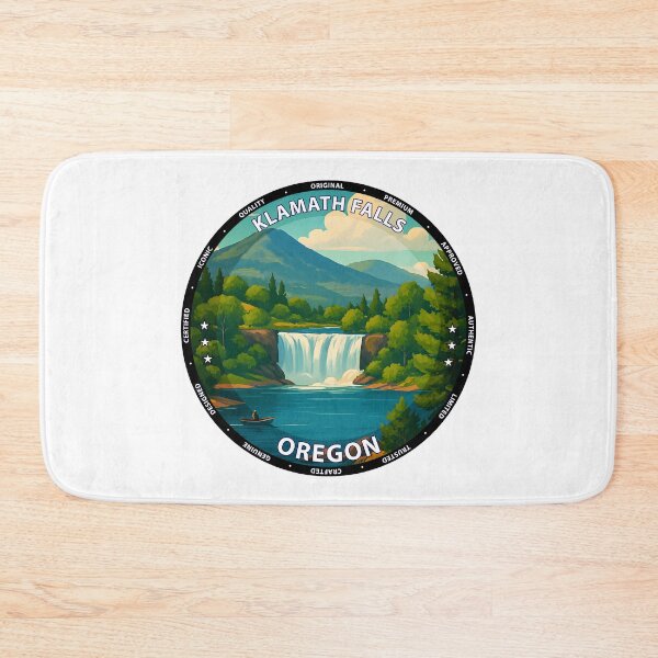 Item preview, Klamath Falls Oregon Travel Poster - Scenic Nature Art of Crater Lake & Pine Forest USA designed and sold by inkNext.