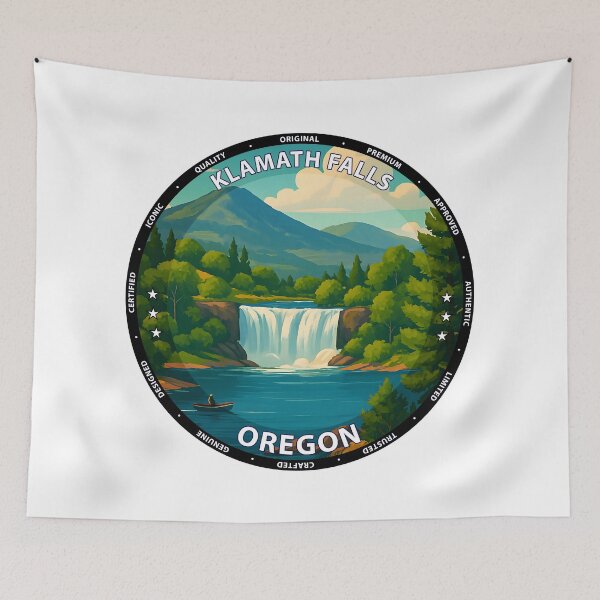 Item preview, Klamath Falls Oregon Travel Poster - Scenic Nature Art of Crater Lake & Pine Forest USA designed and sold by inkNext.