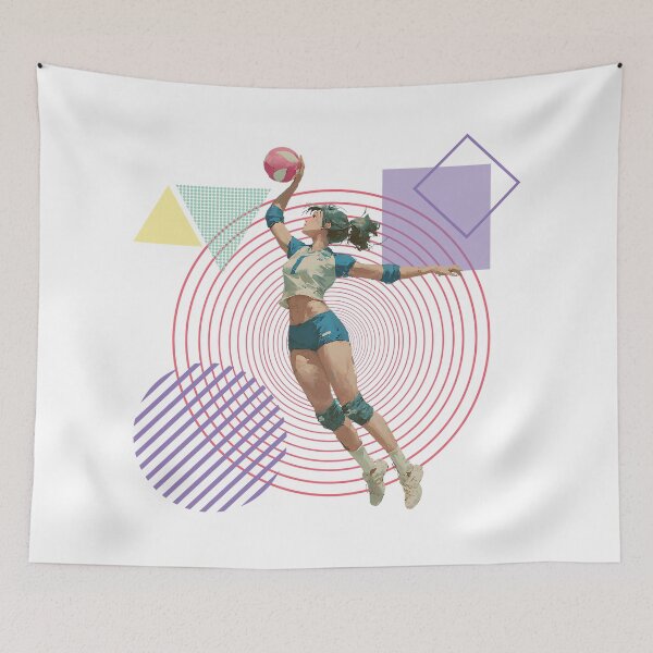 Item preview, Outside Hitter Volleyball Powerful Spiker on Modern Geometric Background designed and sold by daila70.