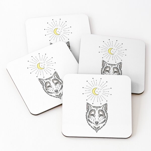 Item preview, Celestial Wolf - hand-drawn illustration designed and sold by RoseWolfGifts.
