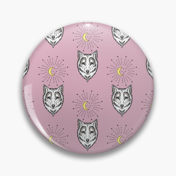 Item preview, Wolf moon - pattern dusky pink  designed and sold by RoseWolfGifts.