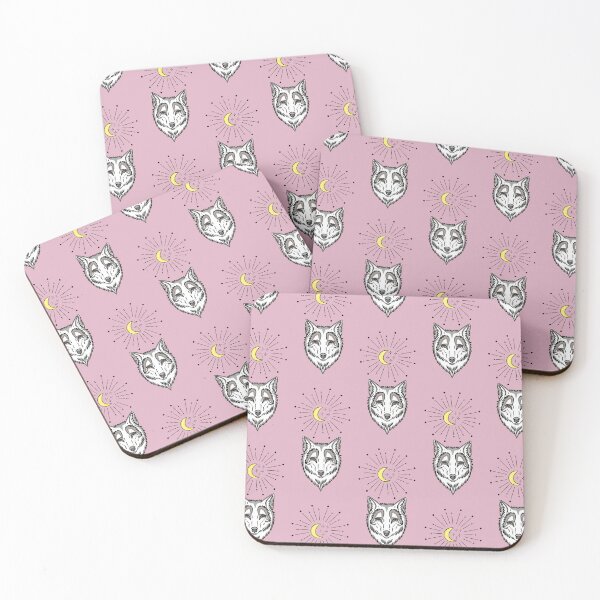 Item preview, Wolf moon - pattern dusky pink  designed and sold by RoseWolfGifts.