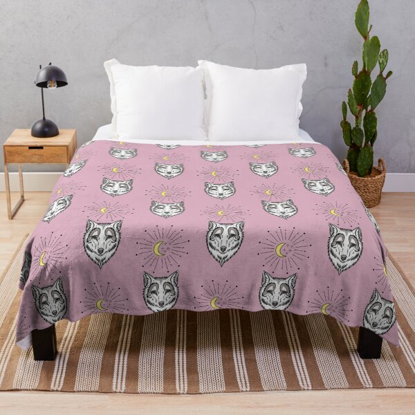 Item preview, Wolf moon - pattern dusky pink designed and sold by RoseWolfGifts.