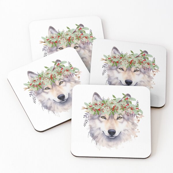 Item preview, Majestic Wolf with Floral Crown – Nature Inspired Wildlife Art designed and sold by TheBeeKindSpace.