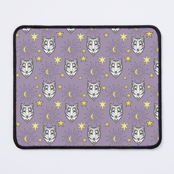 Item preview, Celestial wolf moon - pattern dark lilac designed and sold by RoseWolfGifts.