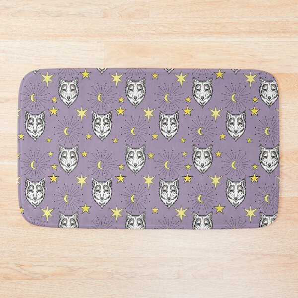 Item preview, Celestial wolf moon - pattern dark lilac designed and sold by RoseWolfGifts.