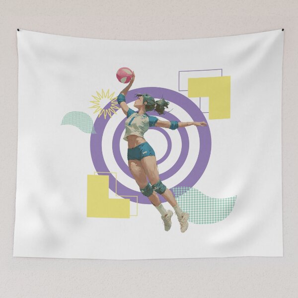Item preview, Volleyball Outside Hitter Powerful Spiker on Bold Geometric Pattern designed and sold by daila70.