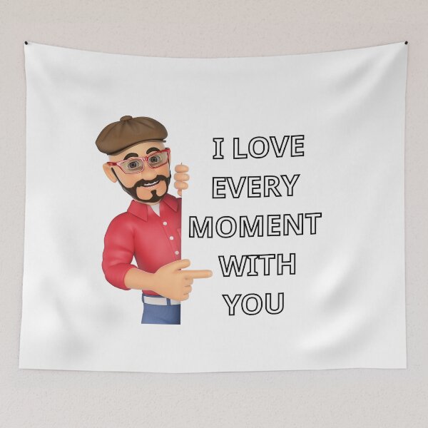 Item preview, 3D Cartoon Character Pointing at Love Quote – I Love Every Moment With You designed and sold by Zool sudan .