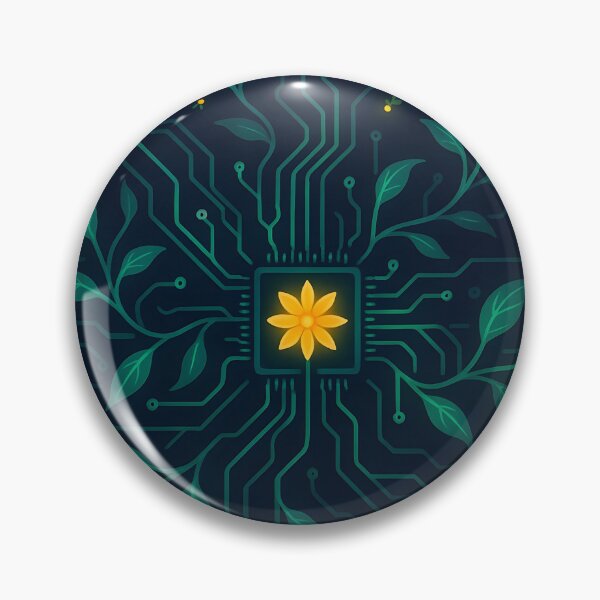 Item preview, Overgrown Neon Circuit — Cyber-Botanical Motherboard designed and sold by VoidBloom Studio.