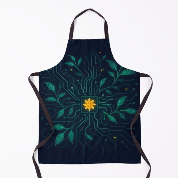 Item preview, Overgrown Neon Circuit — Cyber-Botanical Motherboard designed and sold by VoidBloom Studio.